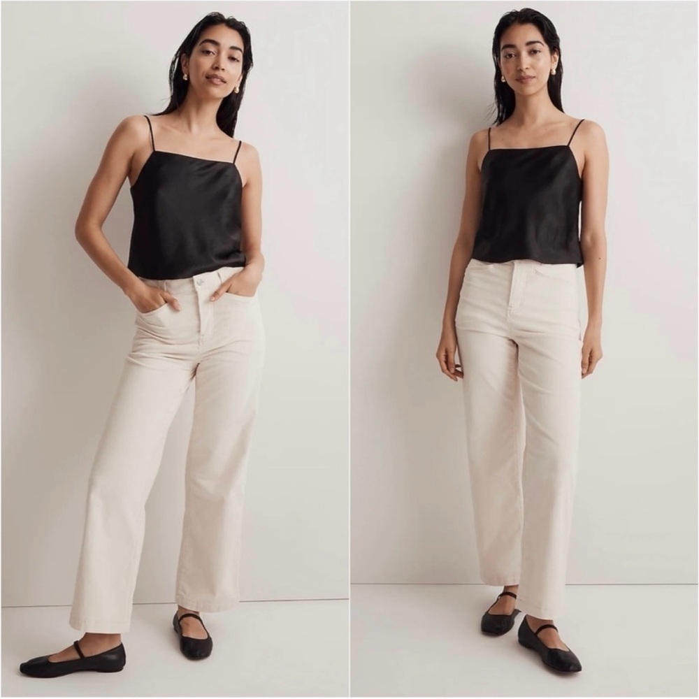 Madewell Pants Emmett 2.0 Wide-Leg in Corduroy Antique Cream 33 NWT New